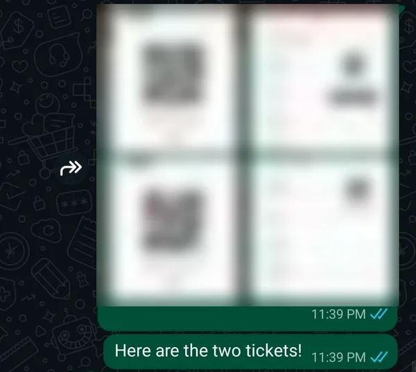 Jeonju → Gyeongju · two QR bus tickets sent in chat (blurred here)